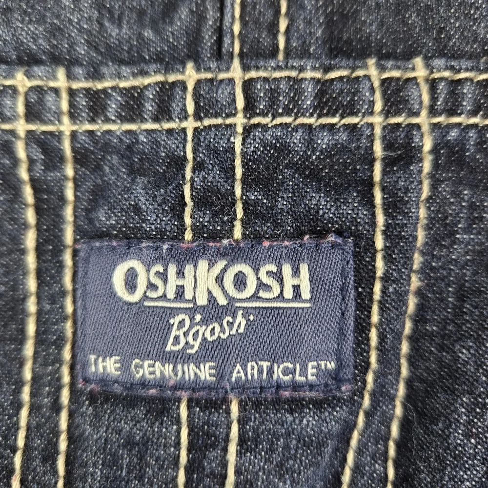 OshKosh B'gosh Fleece Lined Dark Wash Denim Jean Overalls Baby Boy Size 6 Months